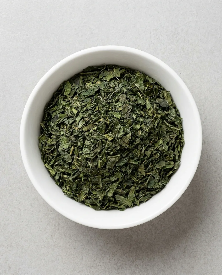 Dried Egyptian molokhia leaves